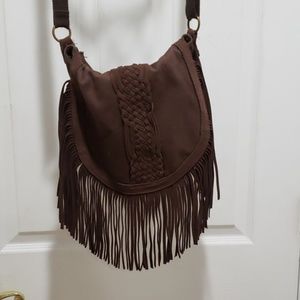 Brown With Long Fringe And Woven Detail purse